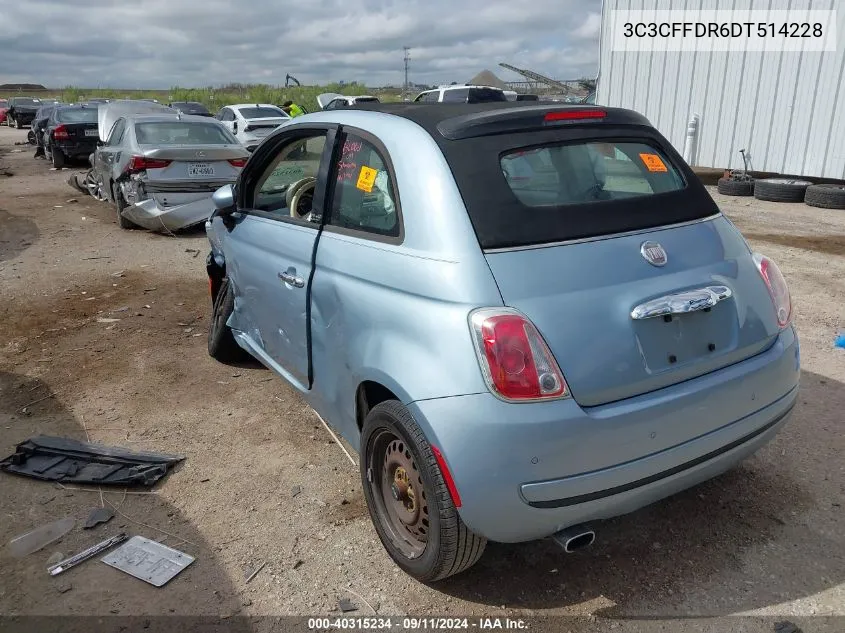 2013 Fiat 500 Pop VIN: 3C3CFFDR6DT514228 Lot: 40315234