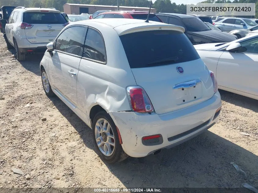 2013 Fiat 500 Sport VIN: 3C3CFFBR5DT742420 Lot: 40315685