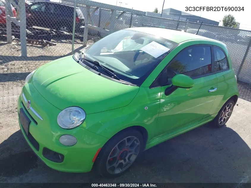 2013 Fiat 500 Sport VIN: 3C3CFFBR2DT690034 Lot: 40463348