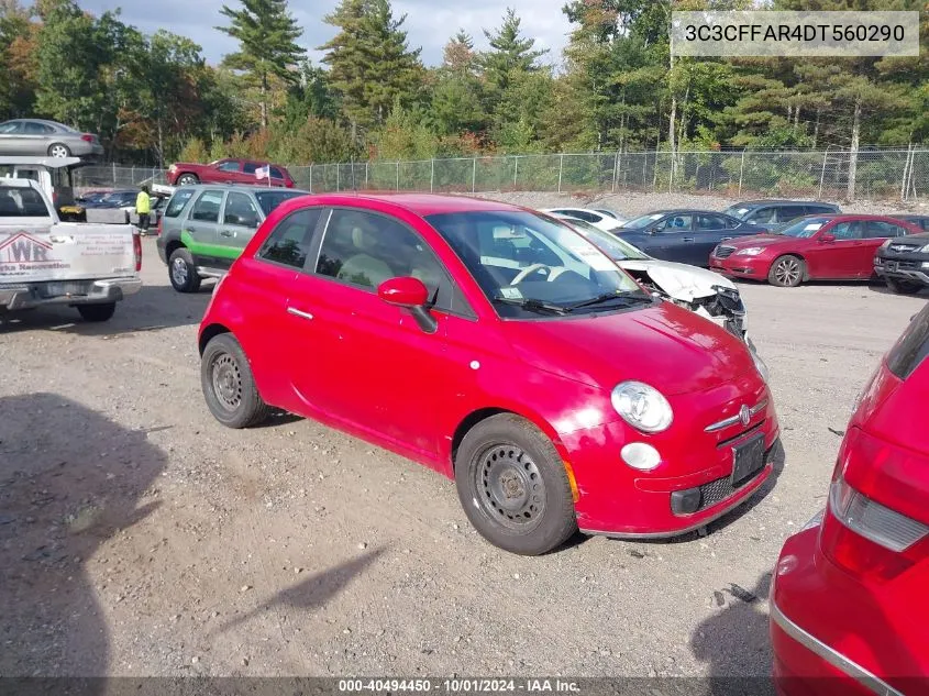 2013 Fiat 500 Pop VIN: 3C3CFFAR4DT560290 Lot: 40494450