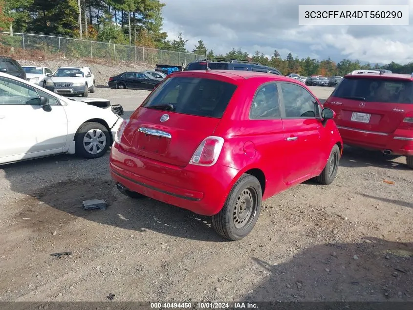 2013 Fiat 500 Pop VIN: 3C3CFFAR4DT560290 Lot: 40494450