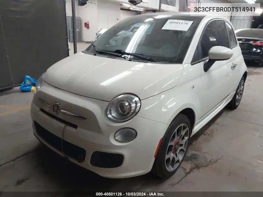 2013 Fiat 500 Sport VIN: 3C3CFFBR0DT514941 Lot: 40501126