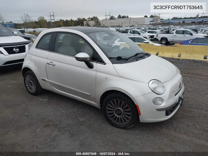 2013 Fiat 500 Lounge VIN: 3C3CFFCR9DT753645 Lot: 40507849