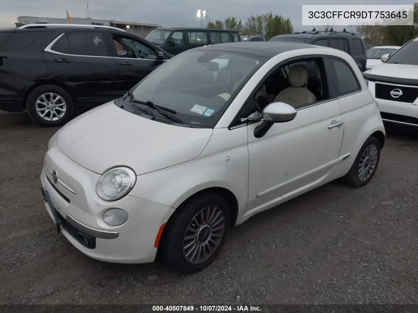 2013 Fiat 500 Lounge VIN: 3C3CFFCR9DT753645 Lot: 40507849