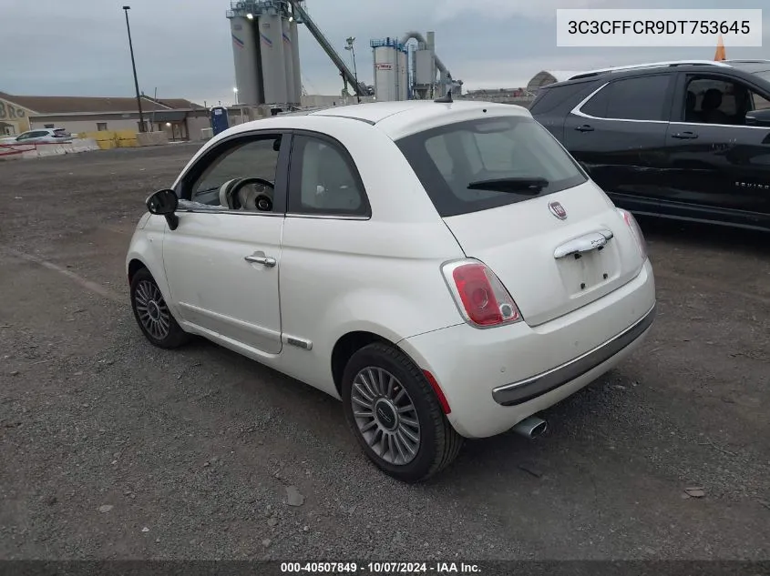 2013 Fiat 500 Lounge VIN: 3C3CFFCR9DT753645 Lot: 40507849