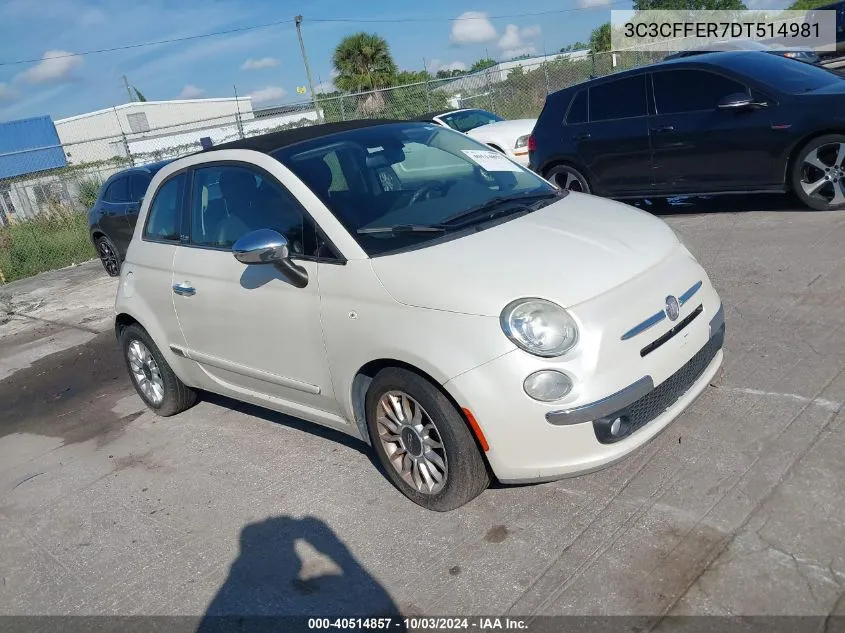 2013 Fiat 500C Lounge VIN: 3C3CFFER7DT514981 Lot: 40514857