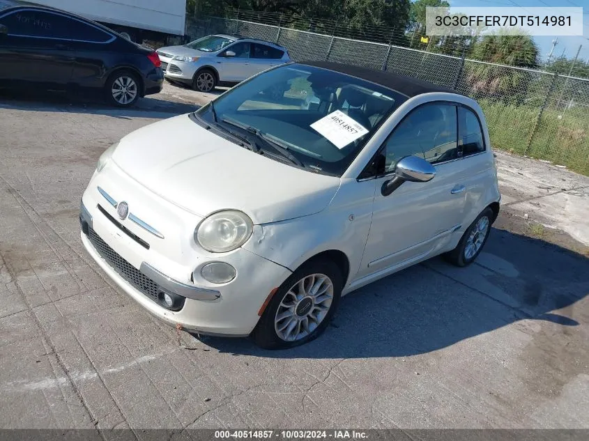 2013 Fiat 500C Lounge VIN: 3C3CFFER7DT514981 Lot: 40514857