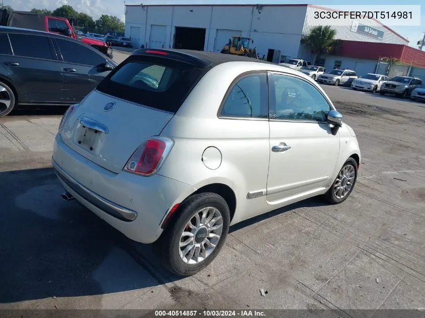 2013 Fiat 500C Lounge VIN: 3C3CFFER7DT514981 Lot: 40514857