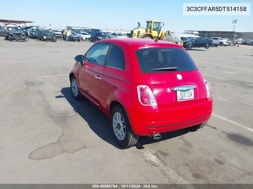 2013 Fiat 500 Pop VIN: 3C3CFFAR5DT514158 Lot: 40588784