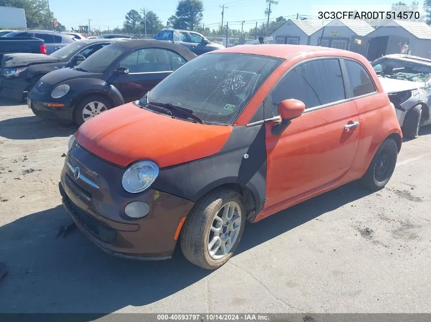 2013 Fiat 500 Pop VIN: 3C3CFFAR0DT514570 Lot: 40593797