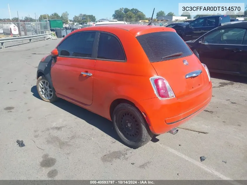 2013 Fiat 500 Pop VIN: 3C3CFFAR0DT514570 Lot: 40593797