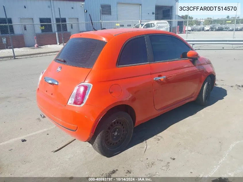 2013 Fiat 500 Pop VIN: 3C3CFFAR0DT514570 Lot: 40593797