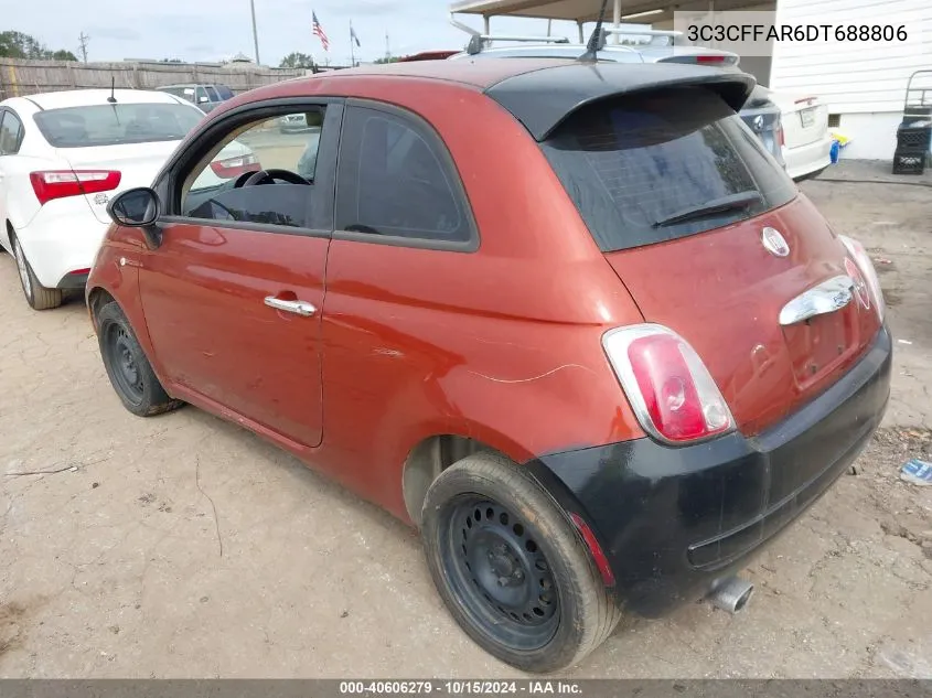 2013 Fiat 500 Pop VIN: 3C3CFFAR6DT688806 Lot: 40606279