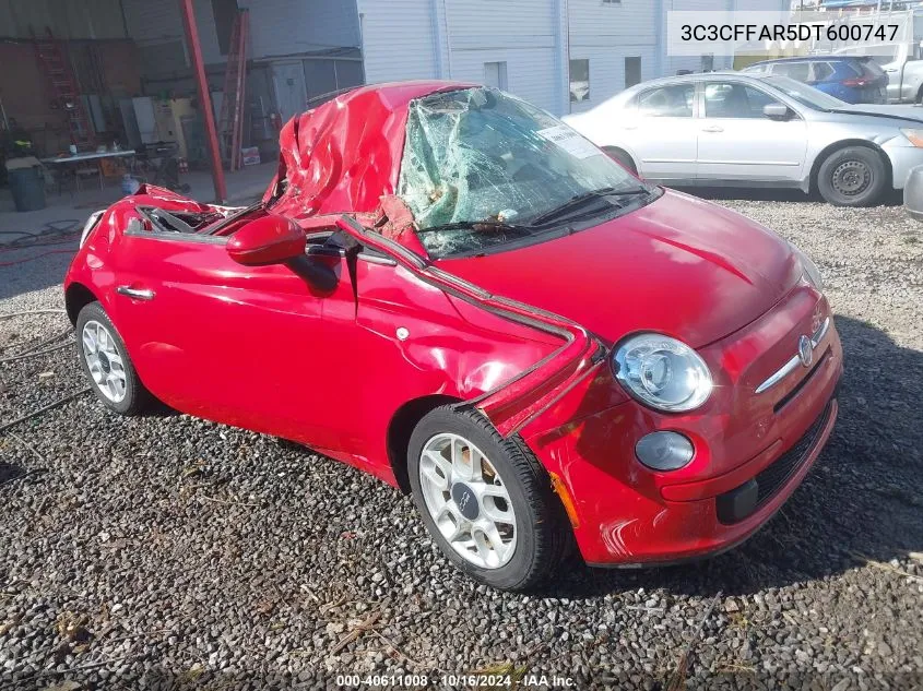 2013 Fiat 500 Pop VIN: 3C3CFFAR5DT600747 Lot: 40611008