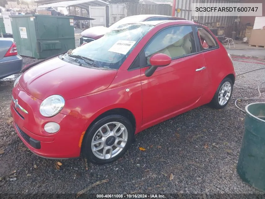 3C3CFFAR5DT600747 2013 Fiat 500 Pop