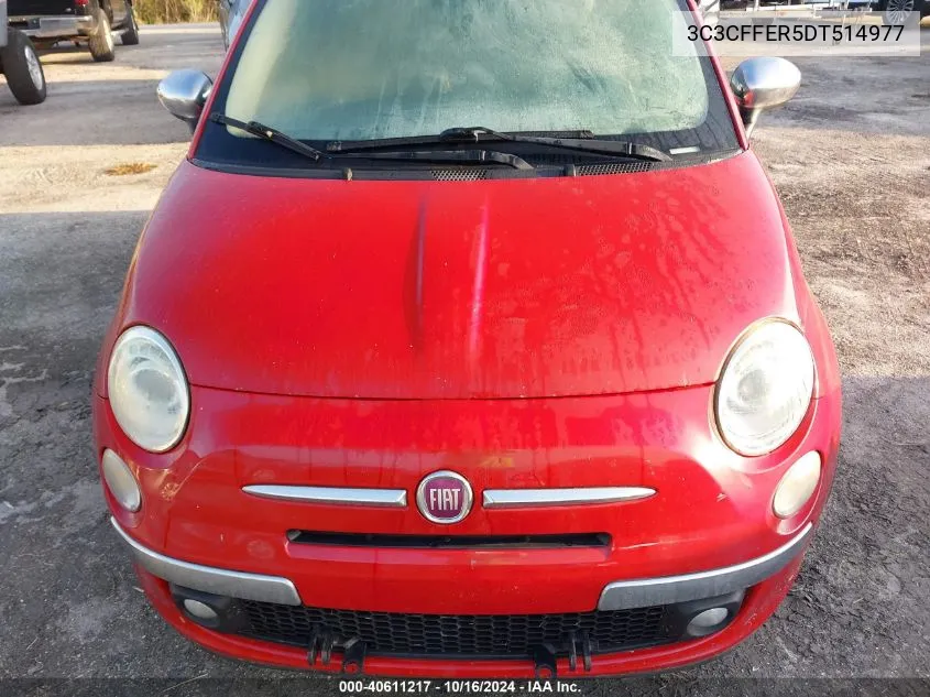 2013 Fiat 500C Lounge VIN: 3C3CFFER5DT514977 Lot: 40611217