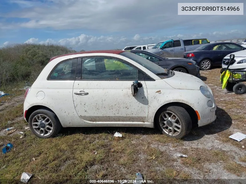 2013 Fiat 500 Pop VIN: 3C3CFFDR9DT514966 Lot: 40646896