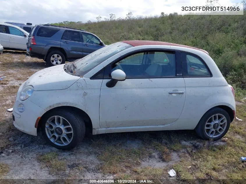 2013 Fiat 500 Pop VIN: 3C3CFFDR9DT514966 Lot: 40646896