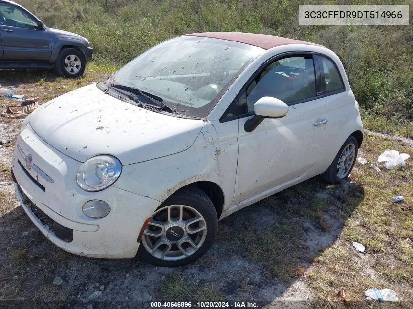 2013 Fiat 500 Pop VIN: 3C3CFFDR9DT514966 Lot: 40646896