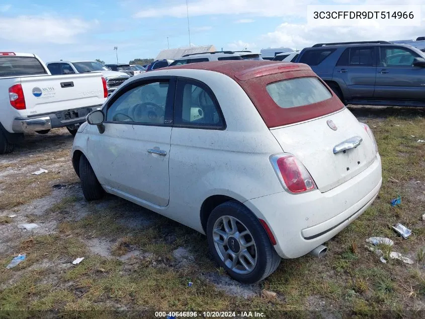 2013 Fiat 500 Pop VIN: 3C3CFFDR9DT514966 Lot: 40646896