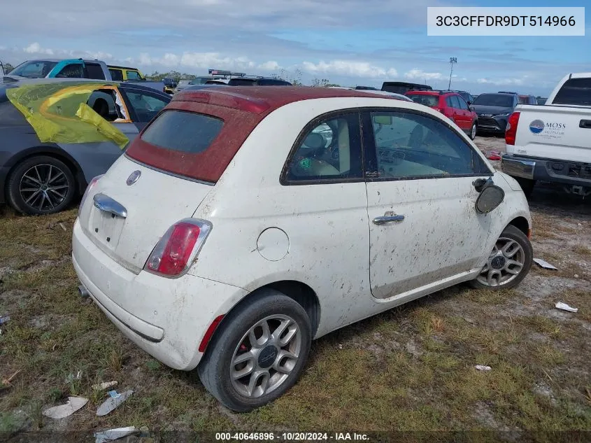 2013 Fiat 500 Pop VIN: 3C3CFFDR9DT514966 Lot: 40646896