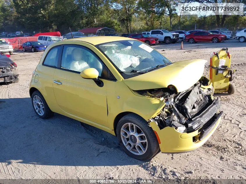 2013 Fiat 500 Pop VIN: 3C3CFFAR7DT739892 Lot: 40652756