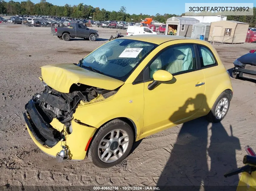 2013 Fiat 500 Pop VIN: 3C3CFFAR7DT739892 Lot: 40652756