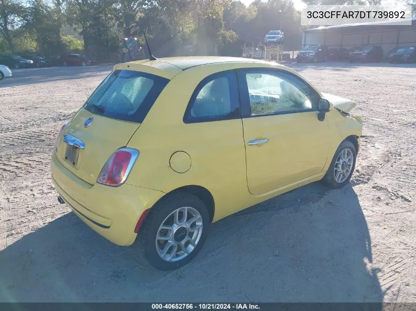 2013 Fiat 500 Pop VIN: 3C3CFFAR7DT739892 Lot: 40652756