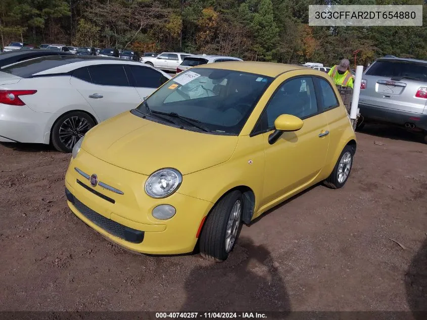 2013 Fiat 500 Pop VIN: 3C3CFFAR2DT654880 Lot: 40740257