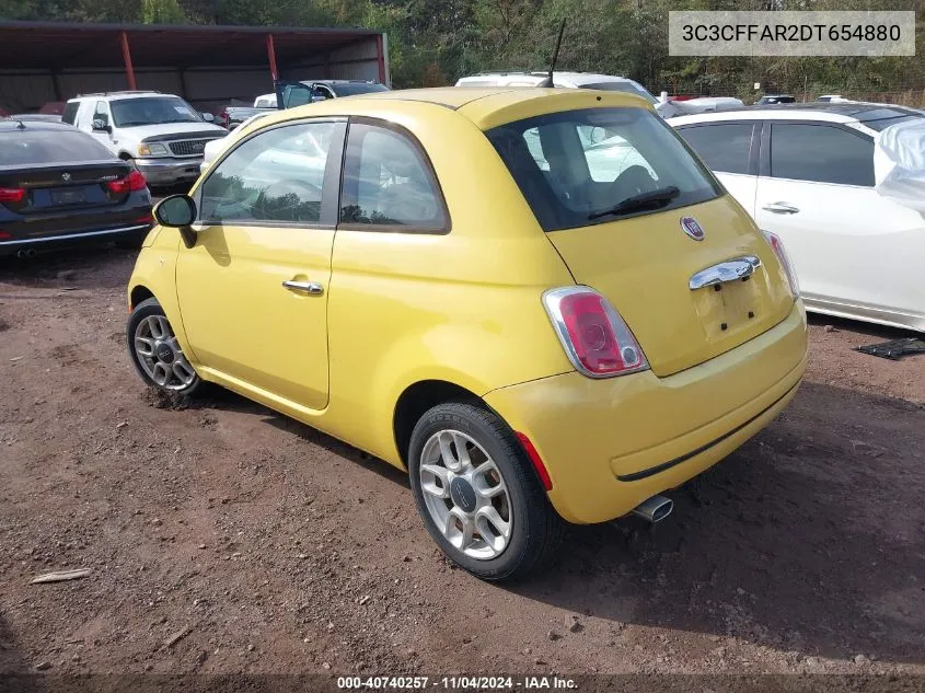 2013 Fiat 500 Pop VIN: 3C3CFFAR2DT654880 Lot: 40740257