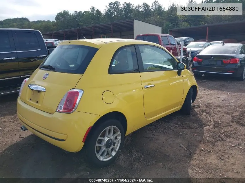 2013 Fiat 500 Pop VIN: 3C3CFFAR2DT654880 Lot: 40740257