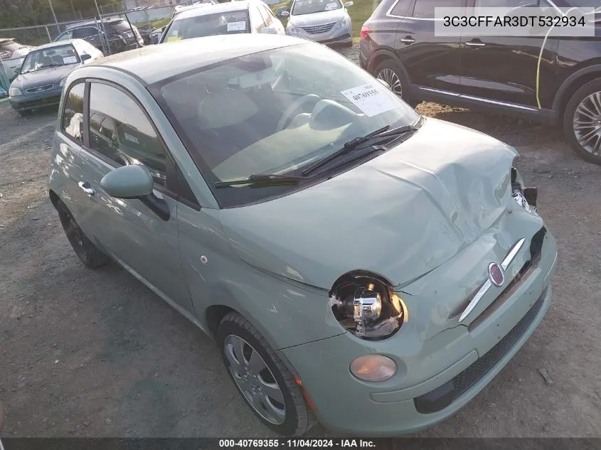 2013 Fiat 500 Pop VIN: 3C3CFFAR3DT532934 Lot: 40769355