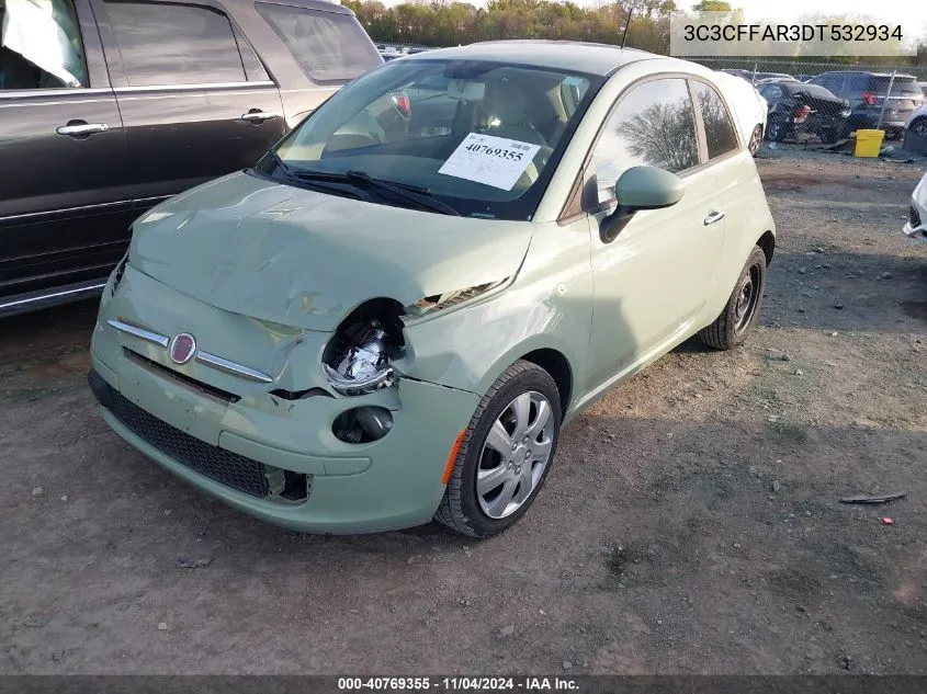 2013 Fiat 500 Pop VIN: 3C3CFFAR3DT532934 Lot: 40769355