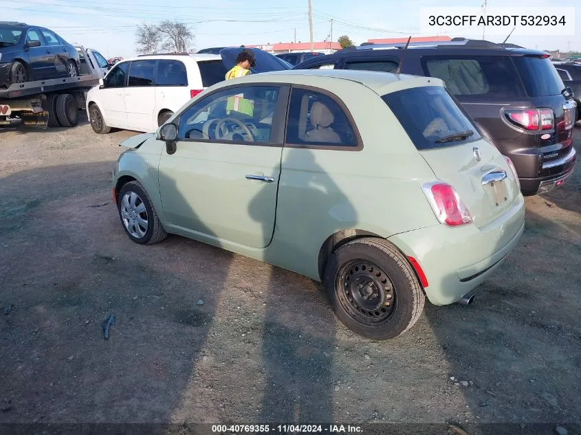 2013 Fiat 500 Pop VIN: 3C3CFFAR3DT532934 Lot: 40769355