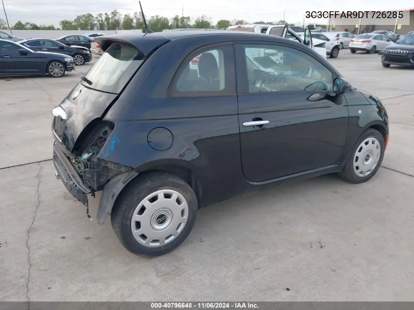 2013 Fiat 500 Pop VIN: 3C3CFFAR9DT726285 Lot: 40796648