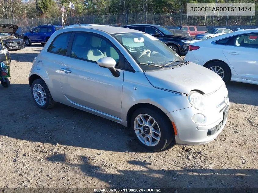 2013 Fiat 500 Pop VIN: 3C3CFFAR0DT511474 Lot: 40806385