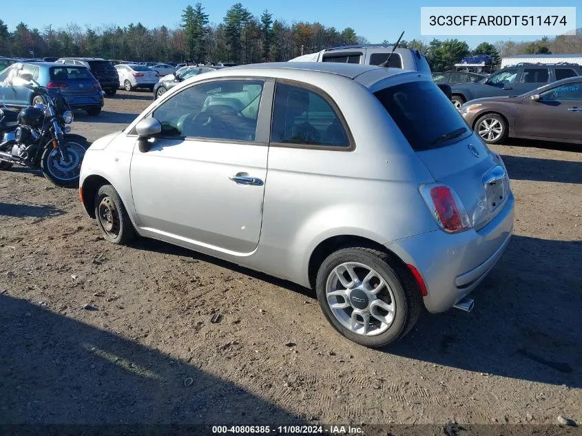 2013 Fiat 500 Pop VIN: 3C3CFFAR0DT511474 Lot: 40806385