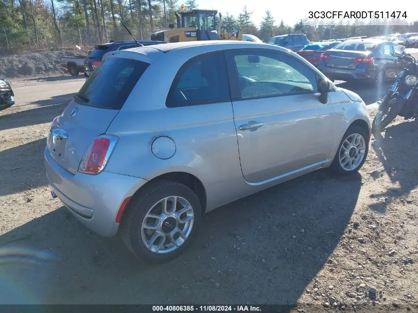 2013 Fiat 500 Pop VIN: 3C3CFFAR0DT511474 Lot: 40806385