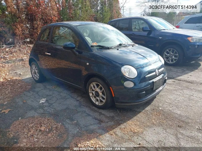 2013 Fiat 500 Pop VIN: 3C3CFFAR6DT514394 Lot: 40821994