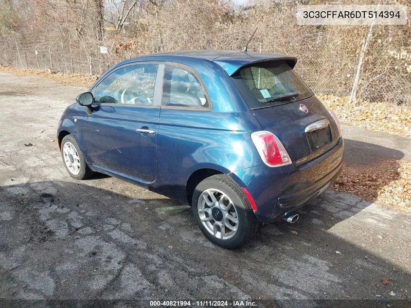 2013 Fiat 500 Pop VIN: 3C3CFFAR6DT514394 Lot: 40821994