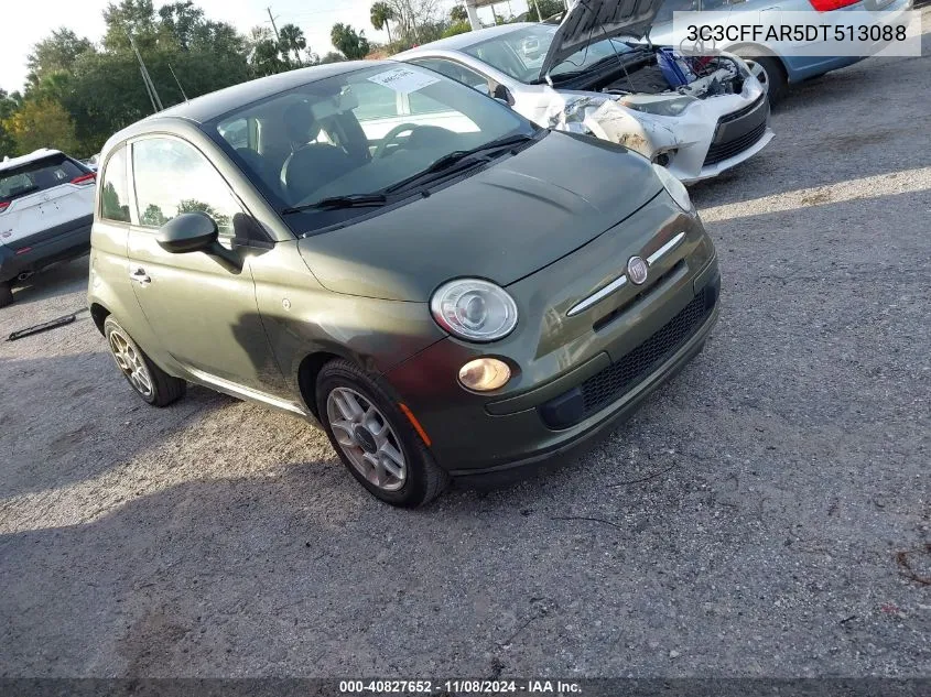 2013 Fiat 500 Pop VIN: 3C3CFFAR5DT513088 Lot: 40827652