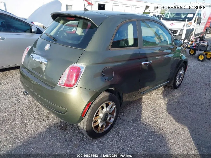 2013 Fiat 500 Pop VIN: 3C3CFFAR5DT513088 Lot: 40827652