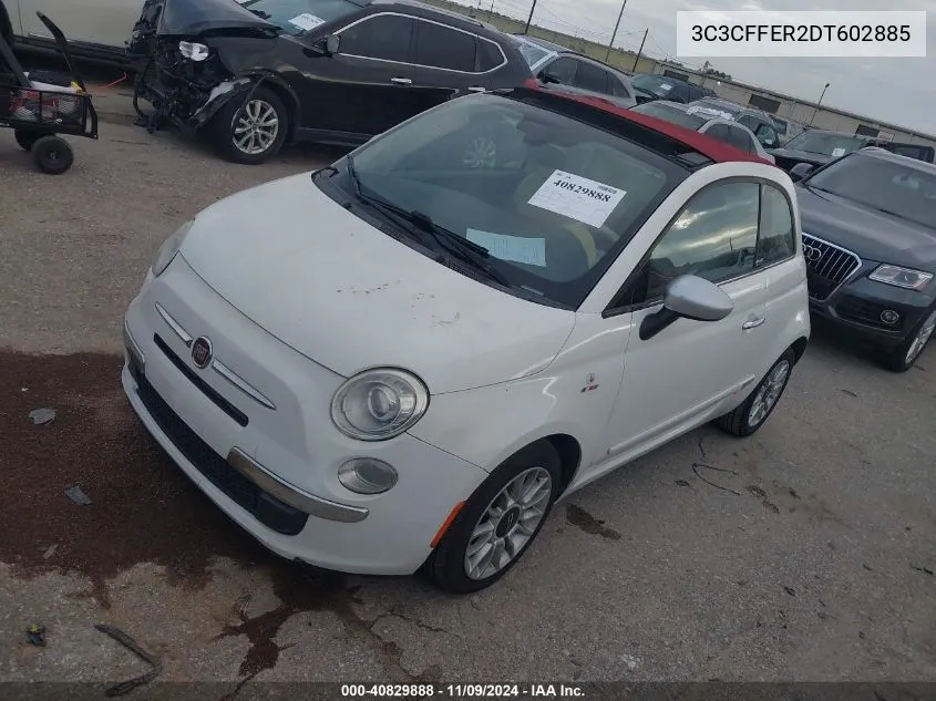 2013 Fiat 500C Lounge VIN: 3C3CFFER2DT602885 Lot: 40829888