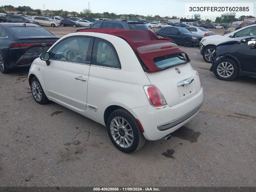 2013 Fiat 500C Lounge VIN: 3C3CFFER2DT602885 Lot: 40829888