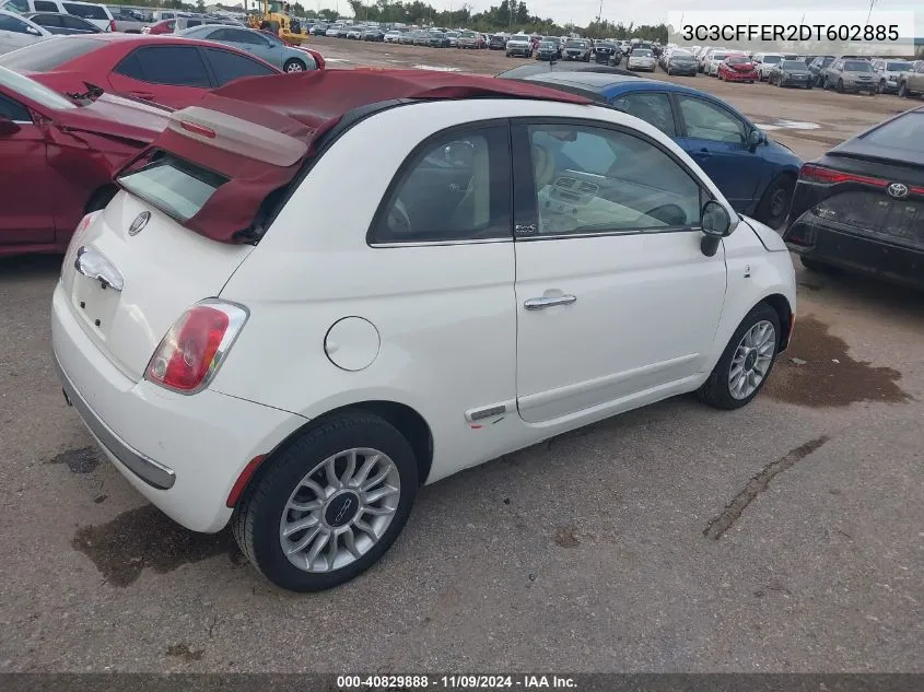 2013 Fiat 500C Lounge VIN: 3C3CFFER2DT602885 Lot: 40829888