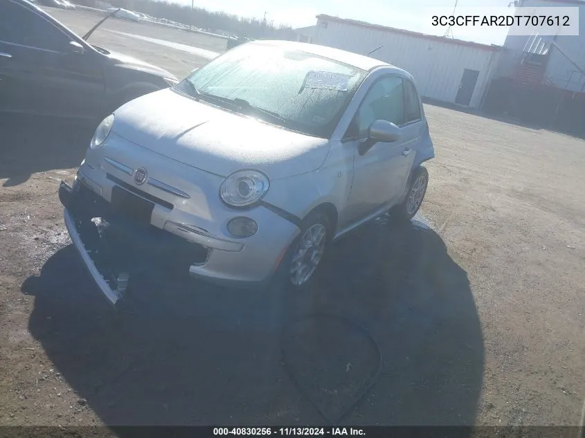 2013 Fiat 500 Pop VIN: 3C3CFFAR2DT707612 Lot: 40830256