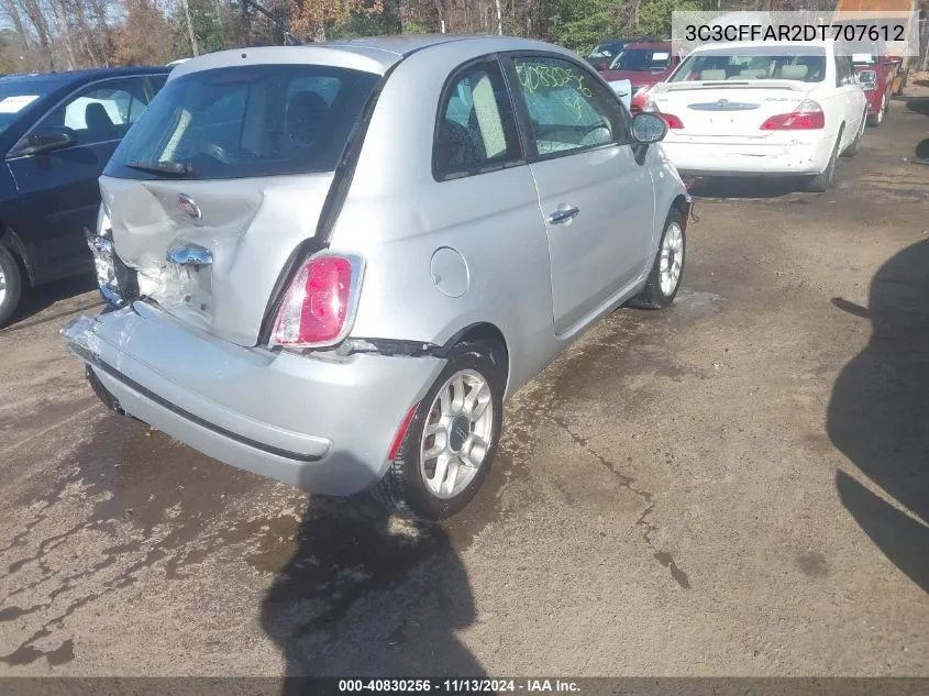 2013 Fiat 500 Pop VIN: 3C3CFFAR2DT707612 Lot: 40830256