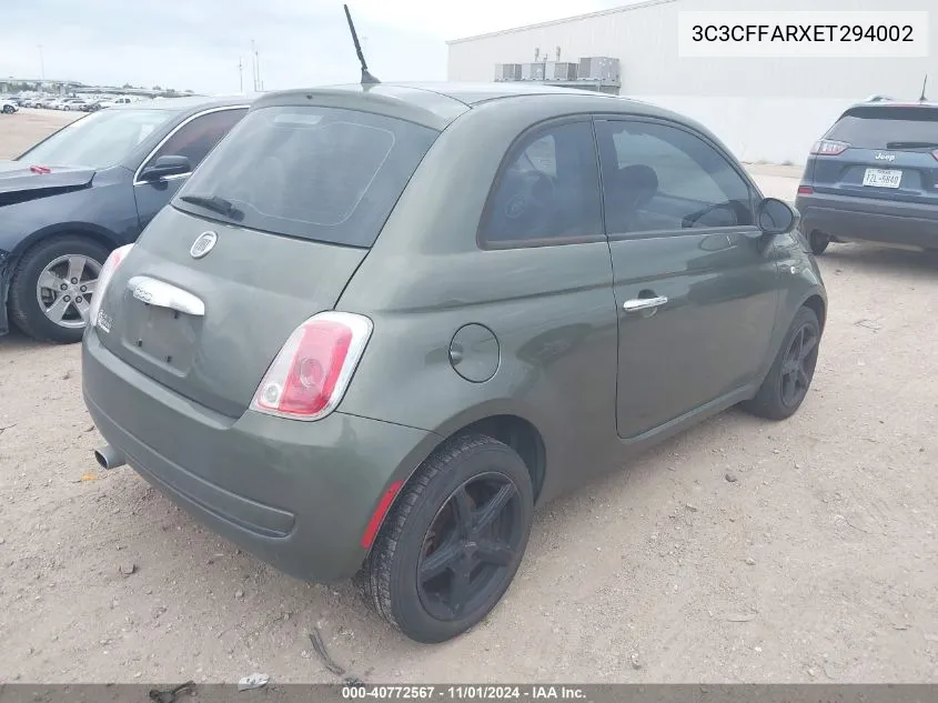 2014 Fiat 500 Pop VIN: 3C3CFFARXET294002 Lot: 40772567