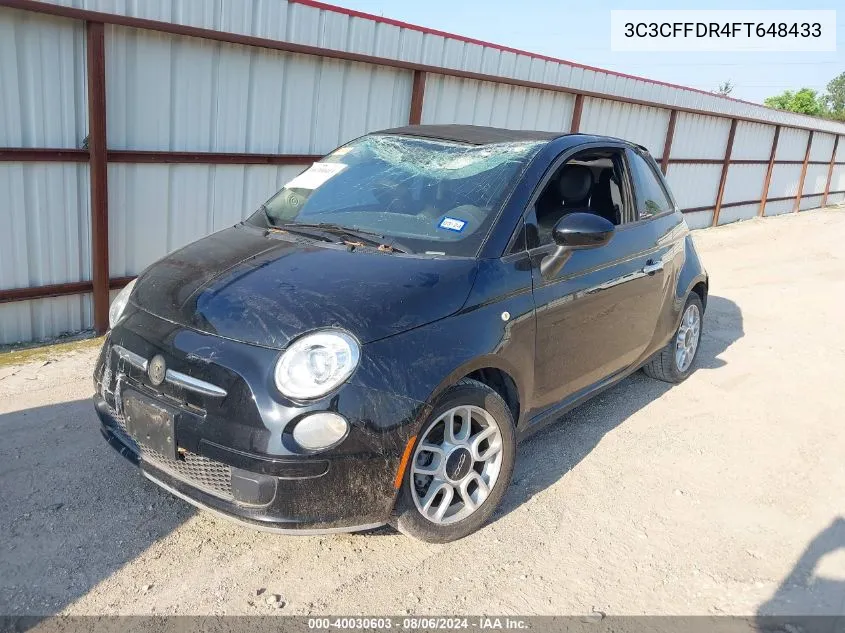 2015 Fiat 500C Pop VIN: 3C3CFFDR4FT648433 Lot: 40030603