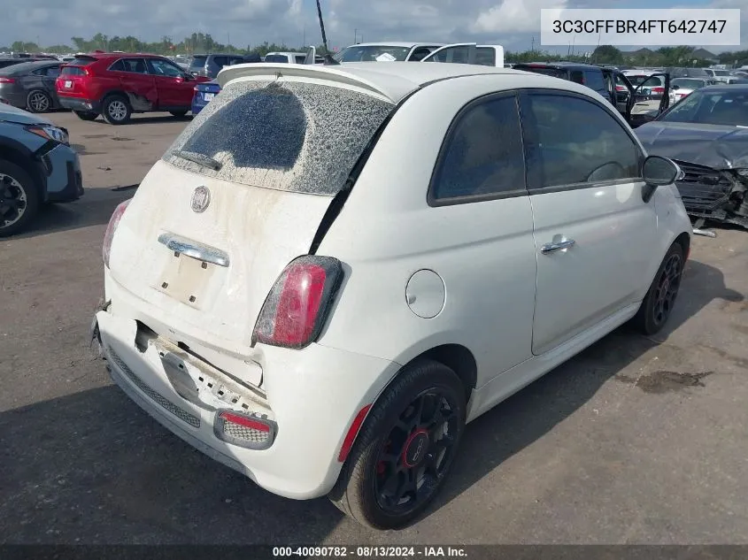 2015 Fiat 500 Sport VIN: 3C3CFFBR4FT642747 Lot: 40090782